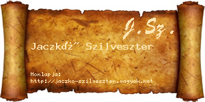Jaczkó Szilveszter névjegykártya